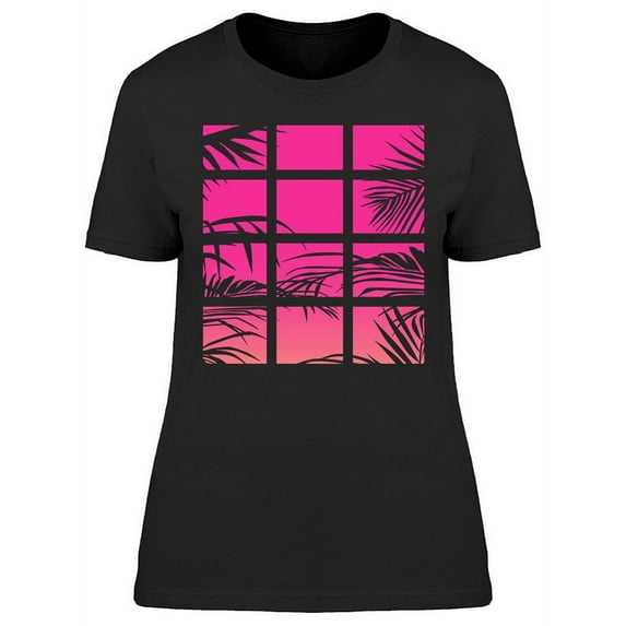 Window Pink Neon And Palm Trees T-Shirt Women -Image by Shutterstock, Female x-Large