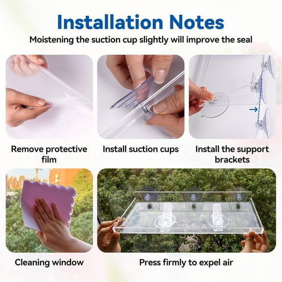 Window Plant Shelves, 2Pcs Acrylic Floating Shelf with Strong Suction Cup and Bracket, Window Sill Extender Plant Holder$$