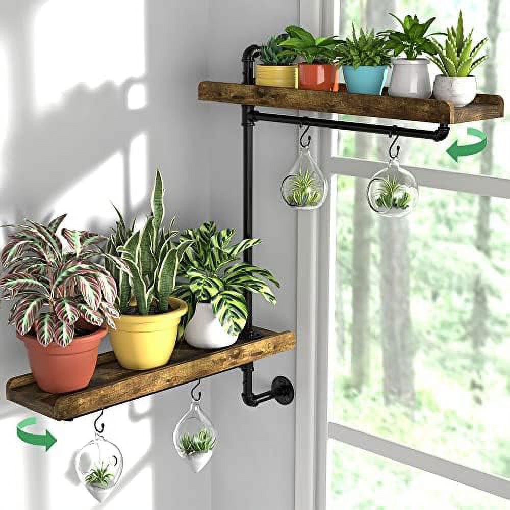 Window Plant Shelves Industrial Pipe Swivel Shelving Floating Shelves