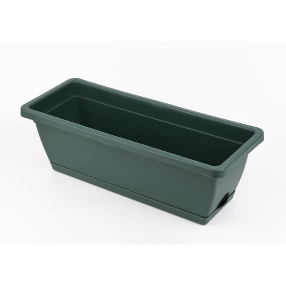 Window Planter,14"x7" Long Window Boxes Planters,Flower Window Box,Vegetable Box Pot with Tray, Indoor Succulent Cactus Flowers Plastic Rectangle Pot for Balcony, Office, Garden