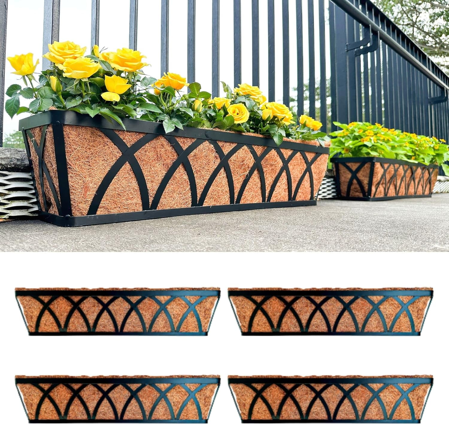 Window Planter Box - 4 Pack, 30 Inch Outdoor Wall Mounted and Deck ...