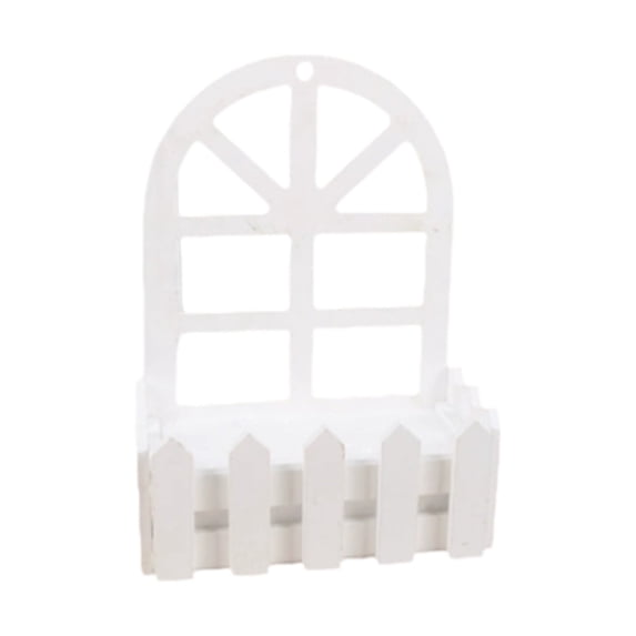 Window Planter Box, White Outdoor Rail Planter, Wooden Flower Pots with Fence, Rustic Window Sill Plant Holder for Indoor Decor Wedding Centerpiece & Photography Prop, Round