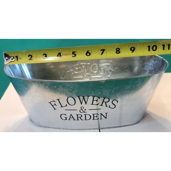 Window Planters Printed Flowers & Garden Oval Galvanized 11X5X4