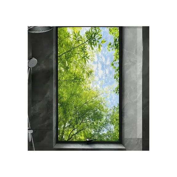 Window Privacy Film 2PCS Privacy Glass Window Frosted Film Tree Leaf Pattern Glass Door Tint Film Sun Blocking Anti UV Glue-free Static Cling Window Film