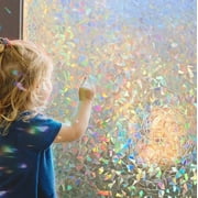 Window Privacy Film, 3D Decorative Rainbow Window Clings, Stained Glass Window Decals, Static Cling Window Sticker Non-Adhesive, 17.7 x 78.7 inches
