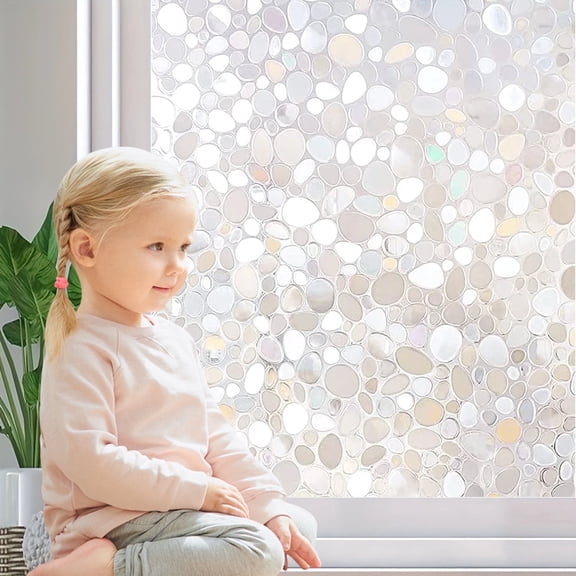 Window Privacy Film, 3D Decorative Window Clings, Stained Glass Window Decals, Static Cling Window Sticker Non-Adhesive, 17.7 x 78.7 inches