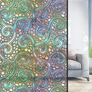 Window Privacy Film, 3D Non- Adhesive Vinyl Opaque Window Cling, Stained Frosted Glass Window Decals, Door Decorative Sticker for Home, Bathroom, Office - 22.83 x 47.24 Inches - Style 16