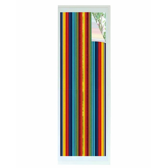 Window Privacy Film Abstract Vertical Striped Stained Glass Window Film Decorative Sun Block Window Cover Colorful Rainbow Stripes Retro Window Clings Static Adhesive Sticker for Bathroom 23.6"x78.7"