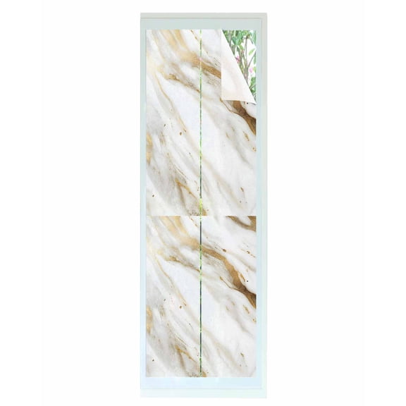 Window Privacy Film Abstract White Gold Stained Glass Window Film Decorative Sun Block Window Cover Simple Marble Geometric Window Clings Static Adhesive Sticker for Bathroom 29.5"x118"