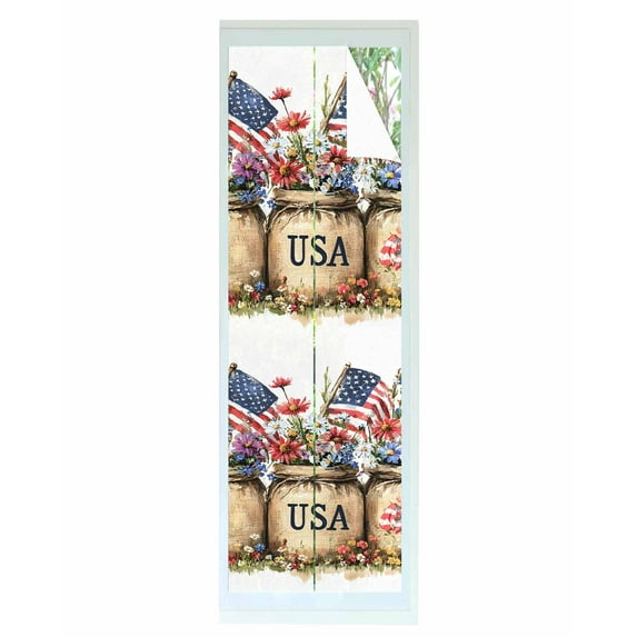 Window Privacy Film American Flag Stained Glass Window Film Decorative Sun Block Window Cover Vintage Daisy Flower Farmhouse Sfyle Window Clings Static Adhesive Sticker for Bathroom 23.6"x78.7"