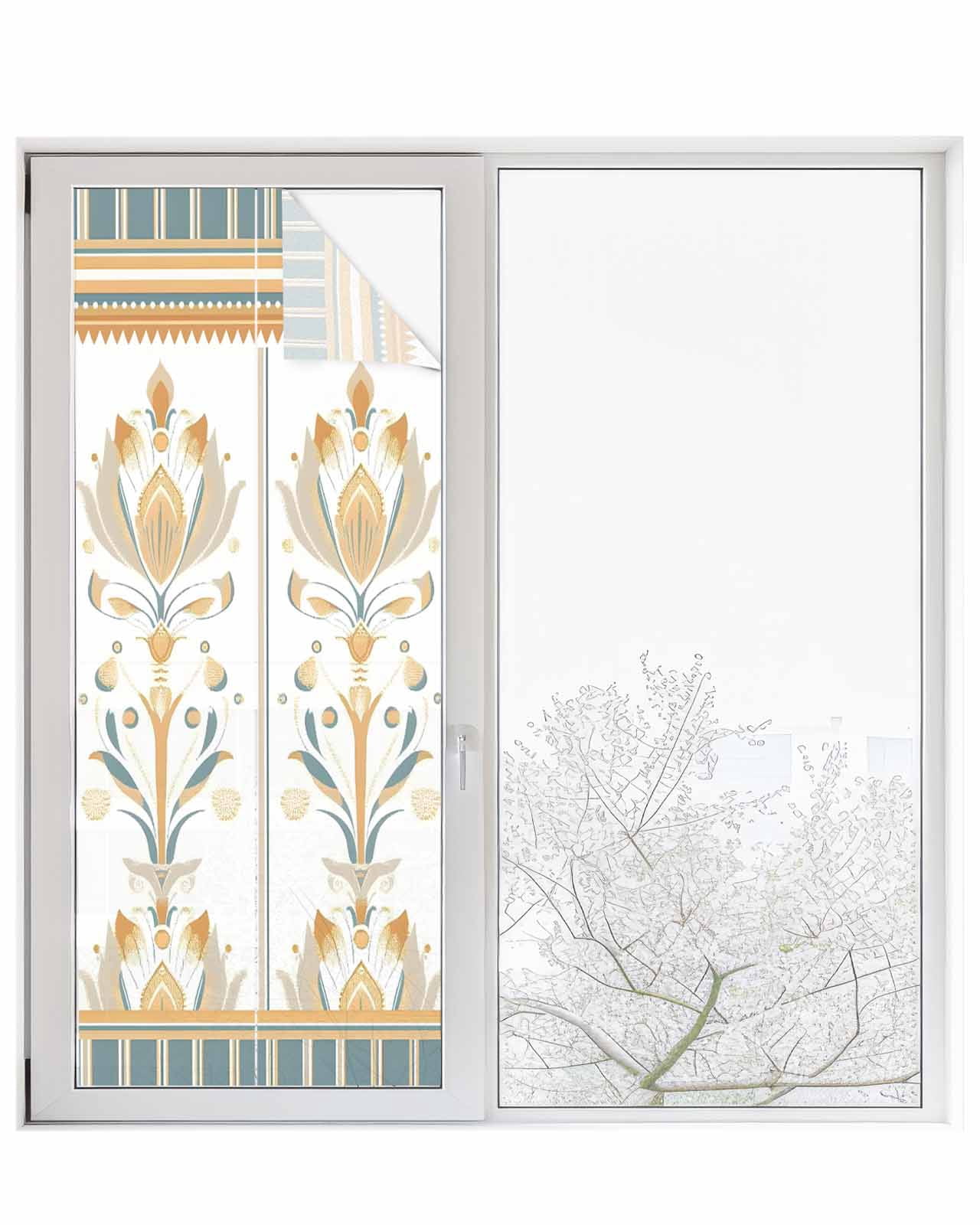 Aztec Window Window Privacy Film Aztec Boho Stained Glass Window Film Decorative Sun ...