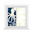 thumbnail image 1 of Window Privacy Film Beige Octopus Coastal Stained Glass Window Film Decorative Sun Block Window Cover Navy Blue Nautical Ocean Coral Window Clings Static Adhesive Sticker for Bathroom 17.7"x39.3", 1 of 7