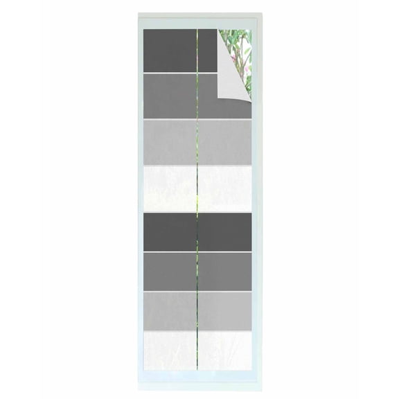 Window Privacy Film, Black Grey Striped UV Sun Blocking Window Tint Film Heat Control One Way Blackout Window Film, Geometric Modern Horizontal Simple Lines Non Adhesive Static Cling 23.6x78.7 In