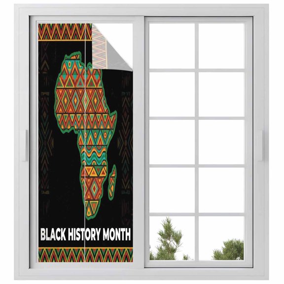 Window Privacy Film Black History Month Stained Glass Window Film Decorative Sun Block Window Cover Abstract African Geometric Window Clings Static Adhesive Sticker for Bathroom 23.6"x59"