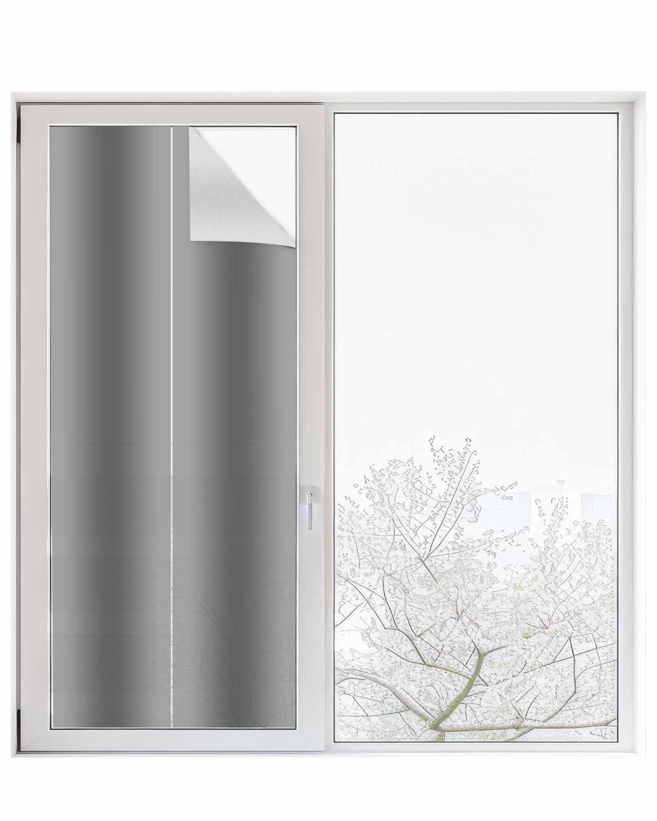 Window Privacy Film Black Ombre Stained Glass Window Film Decorative Sun Block Window Cover Grey Modern Art Farmhouse Window Clings Static Adhesive Sticker for Bathroom 29.5"x78.7"