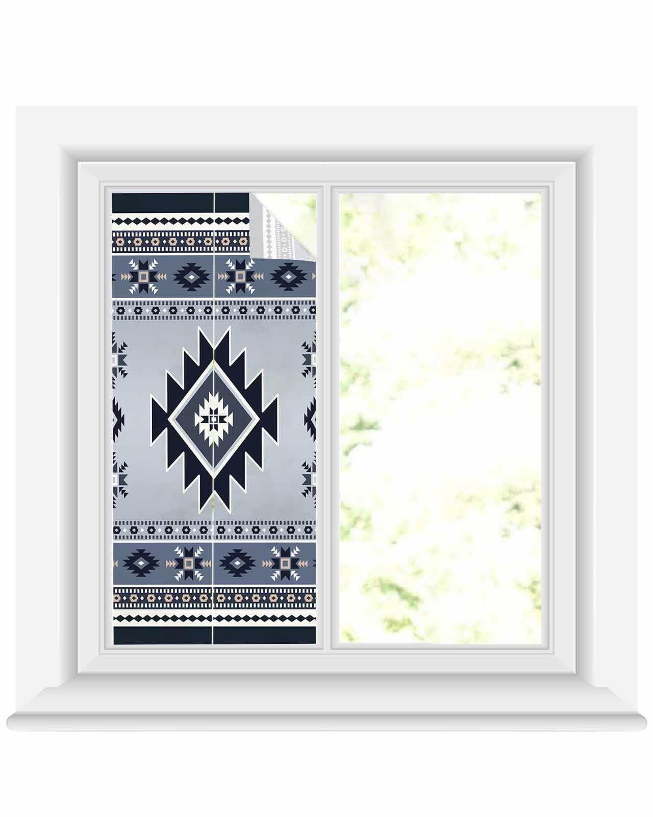 Aztec Window Window Privacy Film Blue Aztec Stained Glass Window Film Decorative Sun ...