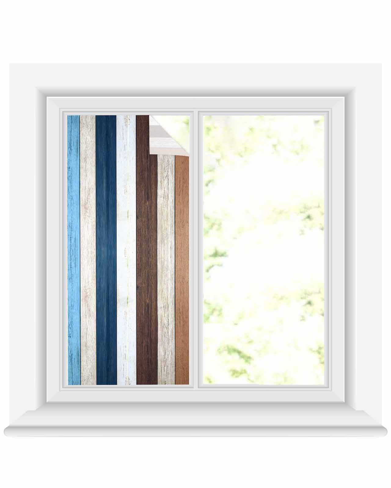 Window Privacy Film Blue Brown Farmhouse Stained Glass Window Film ...