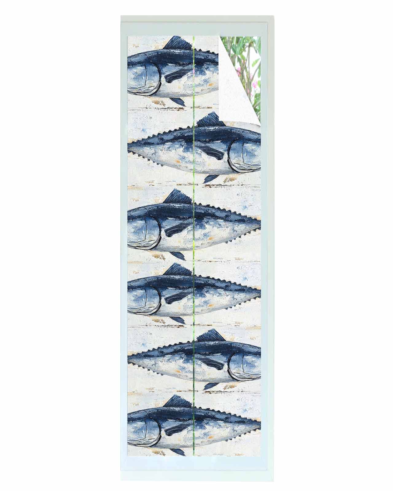 Window Privacy Film Blue Coastal Fish Stained Glass Window Film ...