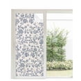 thumbnail image 1 of Window Privacy Film Blue Floral Stained Glass Window Film Decorative Sun Block Window Cover Farmhouse Vintage Flower Leaf Botanical Window Clings Static Adhesive Sticker for Bathroom 35.4"x78.7", 1 of 7