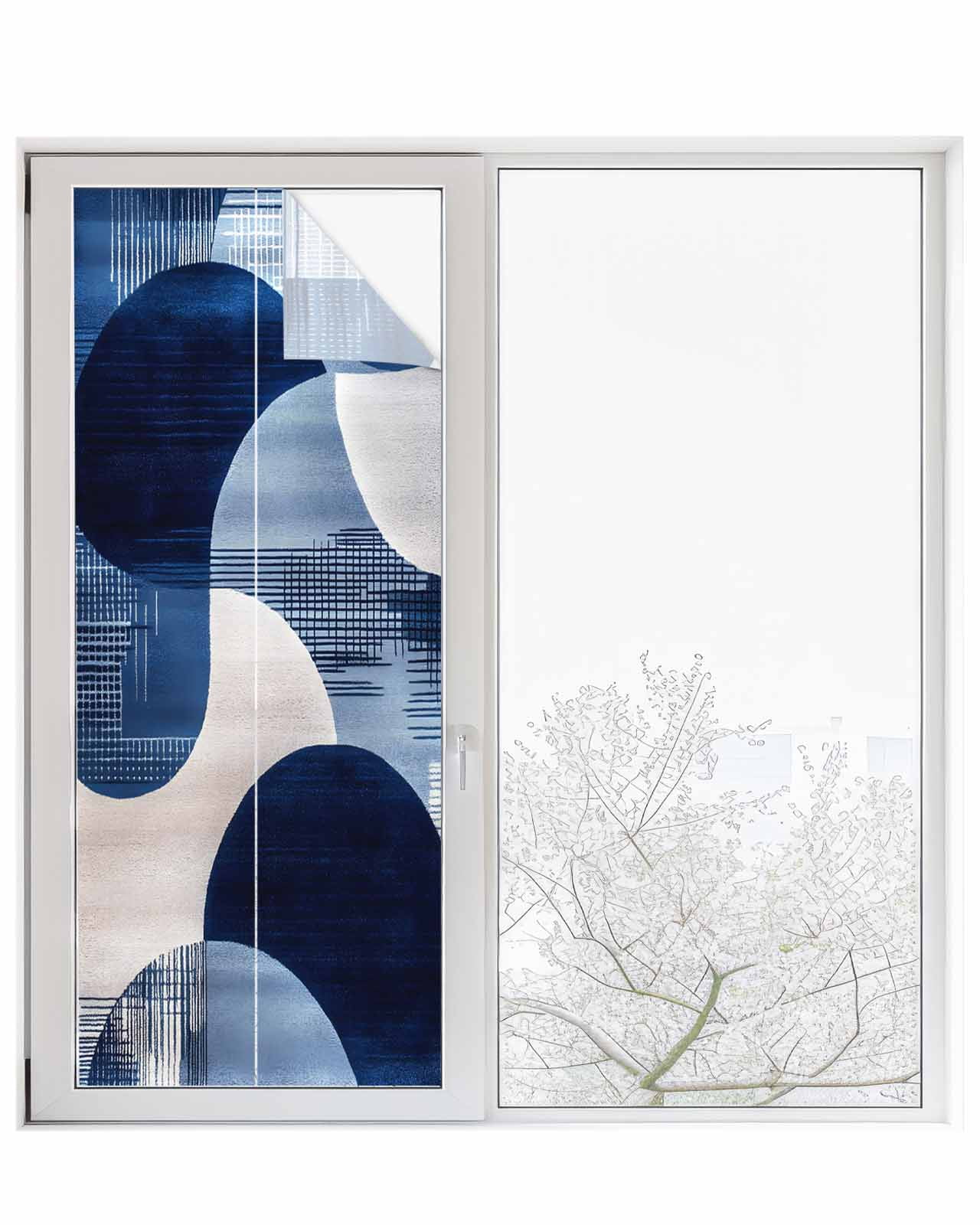 Window Privacy Film Blue Geometric Stained Glass Window Film Decorative ...