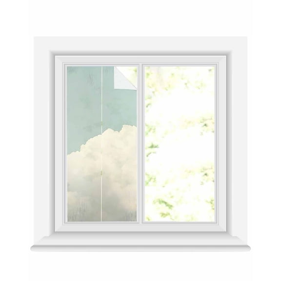 Window Privacy Film Blue Grey Cloudy Sky Stained Glass Window Film Decorative Sun Block Window Cover Modern Vintage Nature Scenery Window Clings Static Adhesive Sticker for Bathroom 19.6"x39.3"