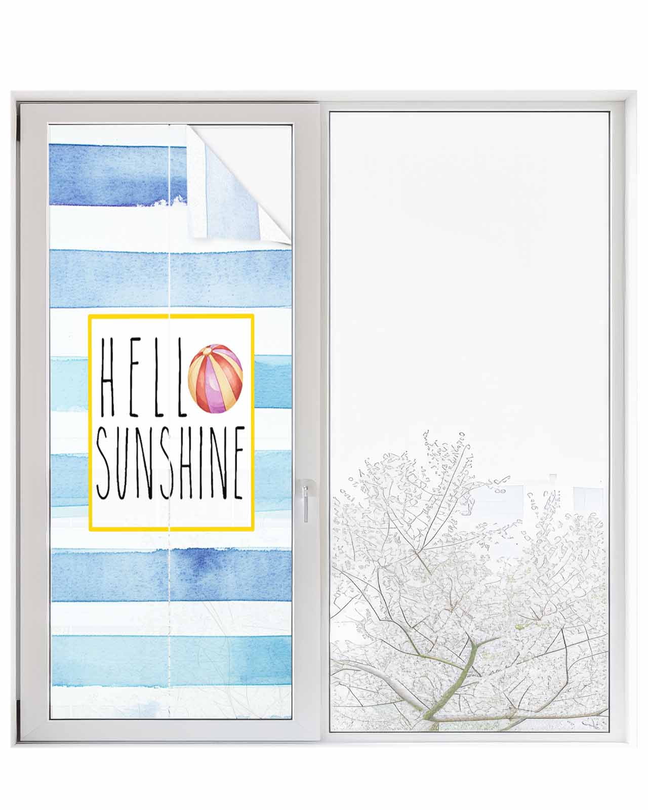 Window Privacy Film Blue Horizontal Striped Stained Glass Window Film ...