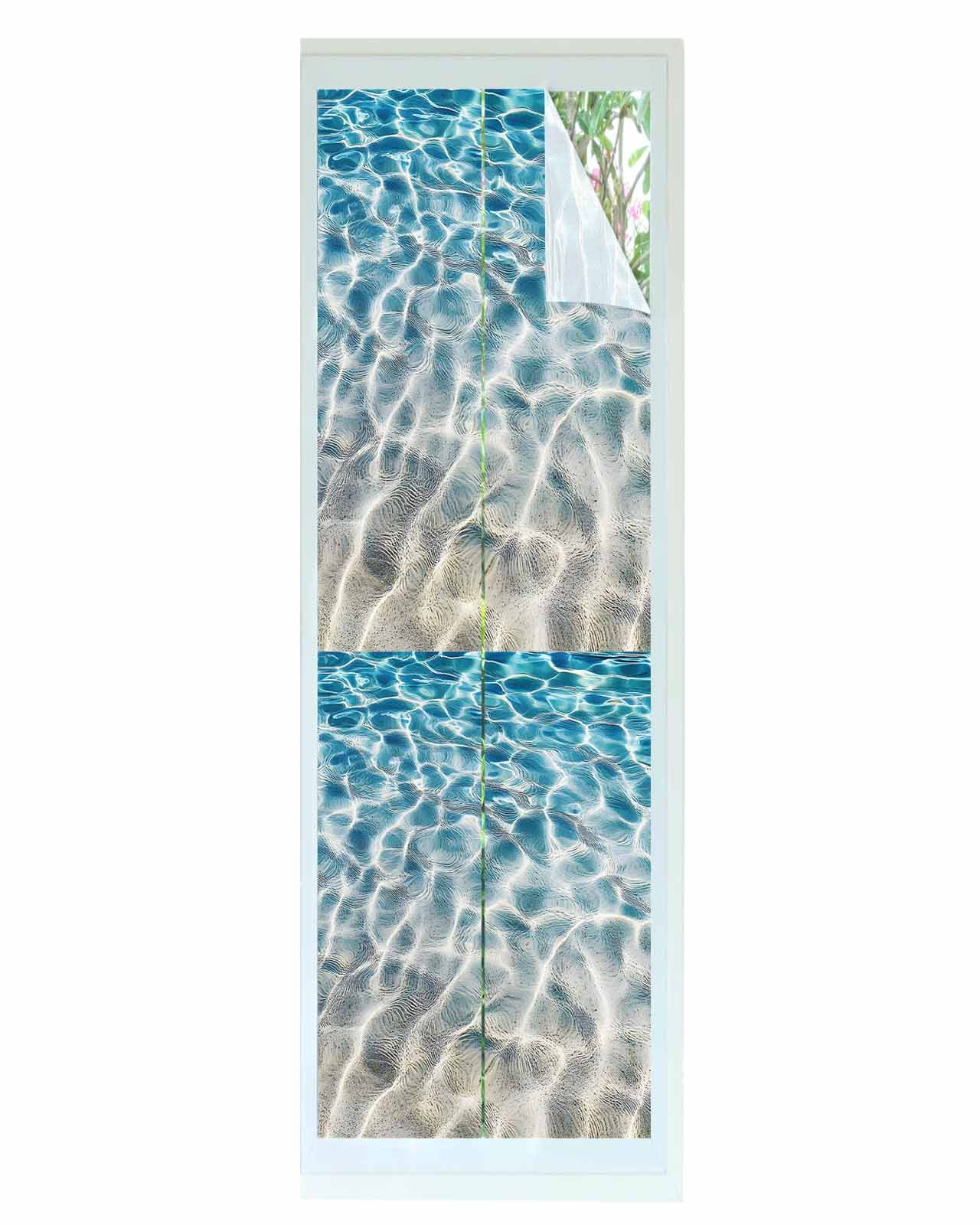 Window Privacy Film Blue Ocean Stained Glass Window Film Decorative Sun ...