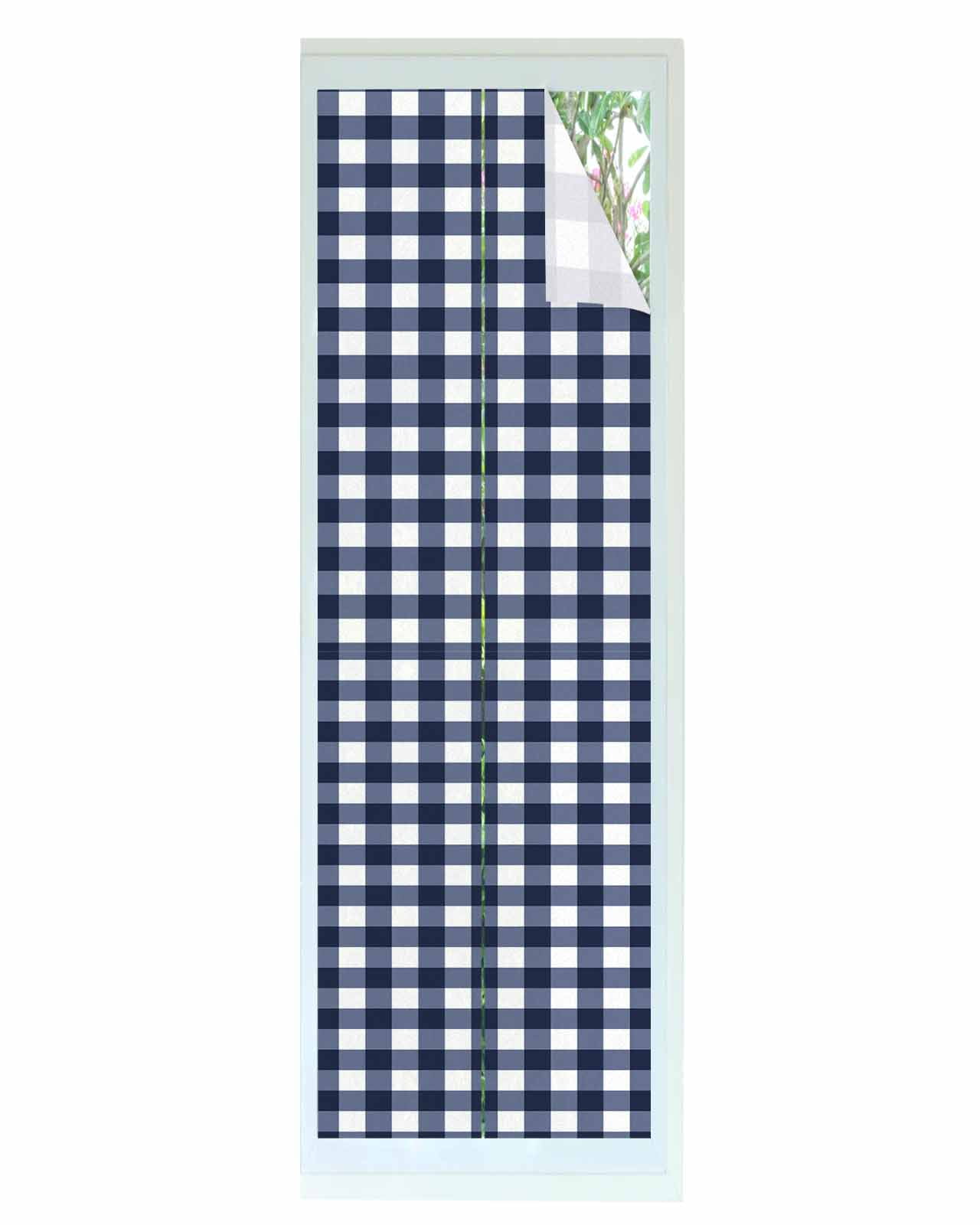 Window Privacy Film Blue Plaid Stained Glass Window Film Decorative Sun ...