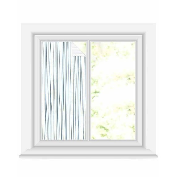 Window Privacy Film Blue Stained Glass Window Film Decorative Sun Block Window Cover Abstract Art Gradient Minimalist Modern Texture Window Clings Static Adhesive Sticker for Bathroom 19.6"x39.3"