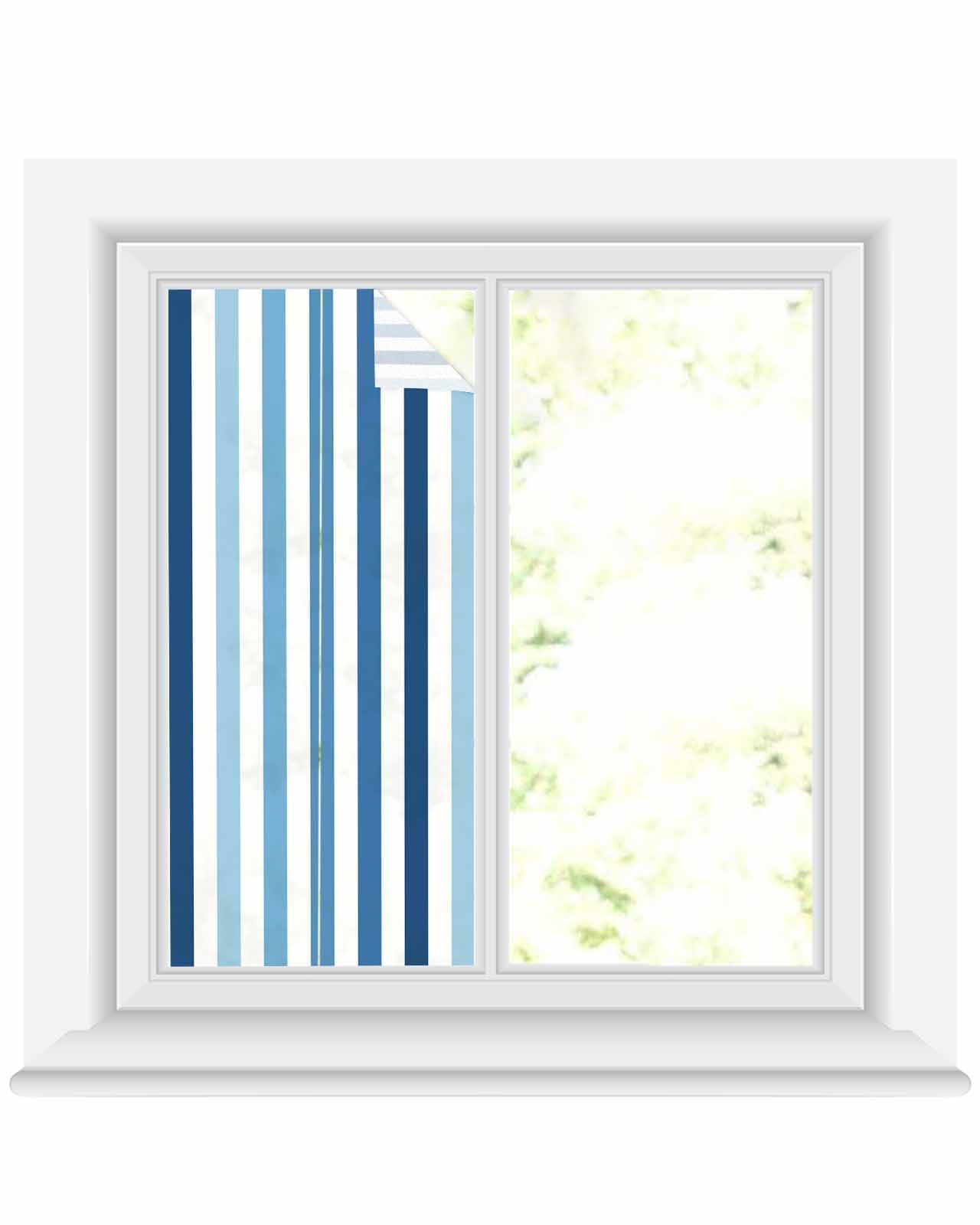 Window Privacy Film Blue Stripe Stained Glass Window Film Decorative ...