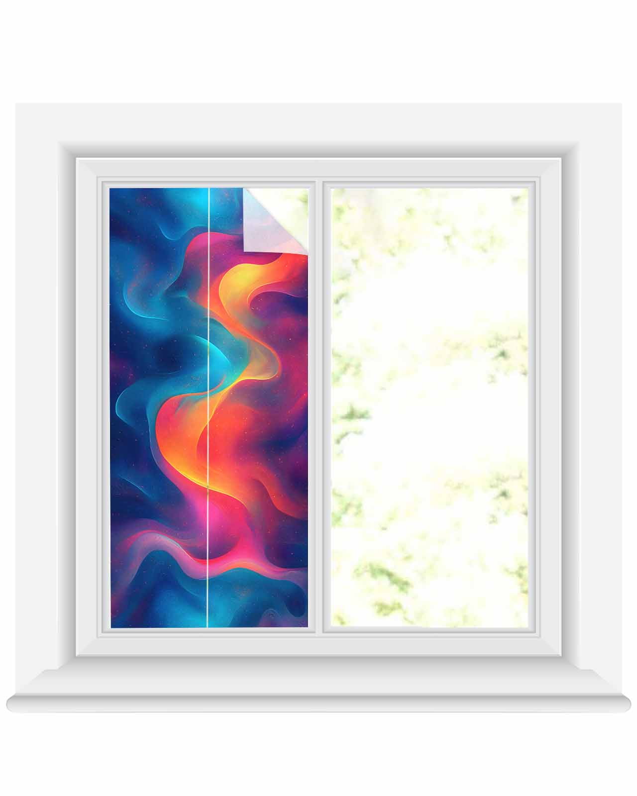 Window Privacy Film Blue Yellow Pink Stained Glass Window Film ...