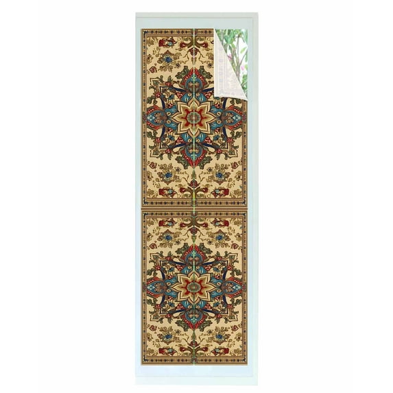 Window Privacy Film Boho Flower Stained Glass Window Film Decorative Sun Block Window Cover Bohemian Western Rustic Tribal Patterns Window Clings Static Adhesive Sticker for Bathroom 23.6"x78.7"