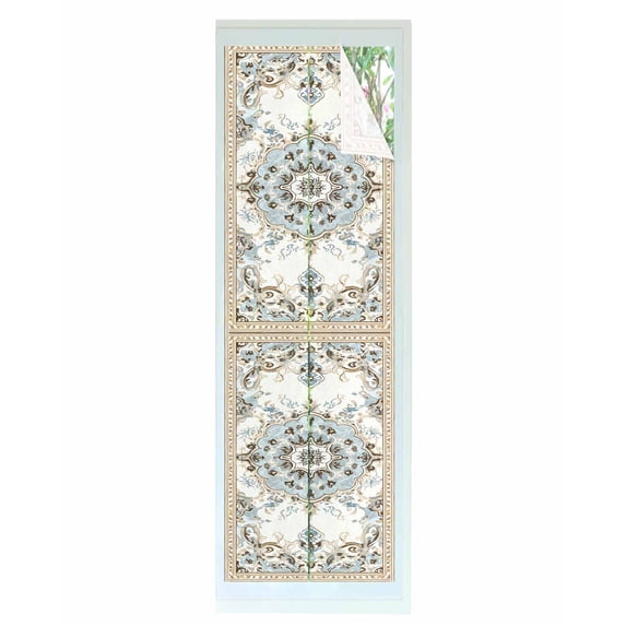 Window Privacy Film Boho Stained Glass Window Film Decorative Sun Block Window Cover Ethnic Aztec Southwest Neutral Aesthetic Motifs Window Clings Static Adhesive Sticker for Bathroom 23.6"x78.7"