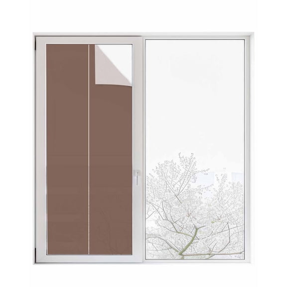 Window Privacy Film, Brown UV Sun Blocking Window Tint Film Heat Control One Way Blackout Window Film, Pure Brown Solid Color Simple Minimalism Art Non Adhesive Static Cling Sticker 29.5x78.7 In