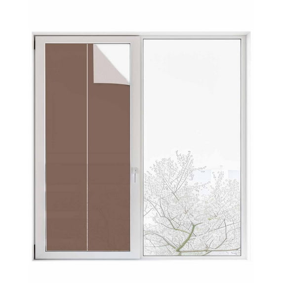 Window Privacy Film, Brown UV Sun Blocking Window Tint Film Heat Control One Way Blackout Window Film, Pure Brown Solid Color Simple Minimalism Art Non Adhesive Static Cling Window Sticker 23.6x59 In