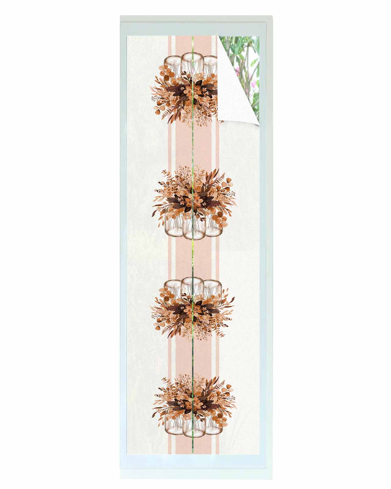 Window Privacy Film, Burnt Orange Eucalyptus Sun Blocking Window Tint Film Heat Control One Way Blackout Window Film, Spring Summer Floral Leaves Botanical Flowers Non Adhesive Static Cling 17.7x78.7