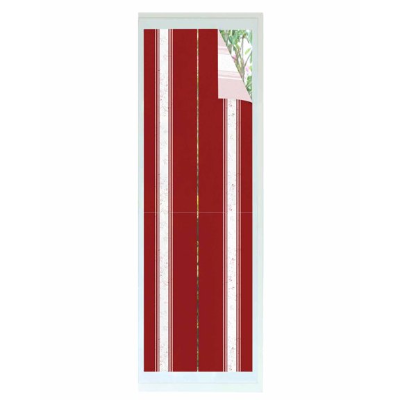 Window Privacy Film, Christmas Red Stripes UV Sun Blocking Window Tint Film Heat Control One Way Blackout Window Film, Retro Farmhouse Modern Vertical Lines Non Adhesive Static Cling 17.7x78.7 In