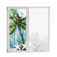 thumbnail image 1 of Window Privacy Film Coastal Beach Starfish Stained Glass Window Film Decorative Sun Block Window Cover Blue Green Tropical Palm Tree Wood Grain Window Clings Static Sticker for Bathroom 23.6"x59", 1 of 7