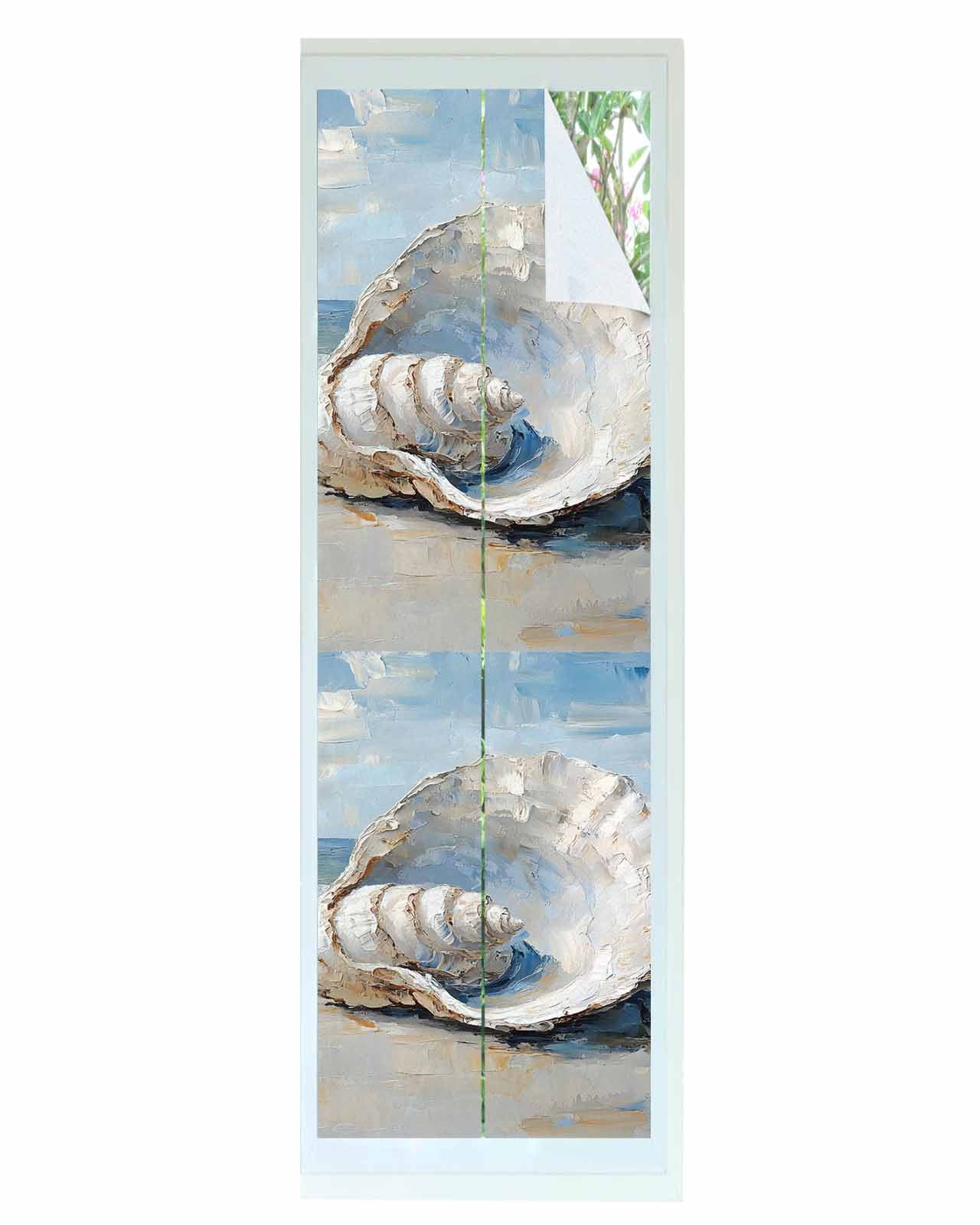 Window Privacy Film Coastal Ocean Shells Stained Glass Window Film ...