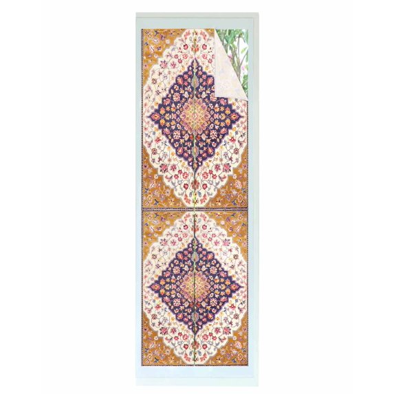Window Privacy Film Colorful Boho Stained Glass Window Film Decorative Sun Block Window Cover Southwest Aztec Abstract Geometric Art Window Clings Static Adhesive Sticker for Bathroom 23.6"x78.7"