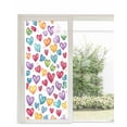 thumbnail image 1 of Window Privacy Film Colorful Love Heart Stained Glass Window Film Decorative Sun Block Window Cover Modern Art Teal Purple Red Window Clings Static Adhesive Sticker for Bathroom 35.4"x78.7", 1 of 7