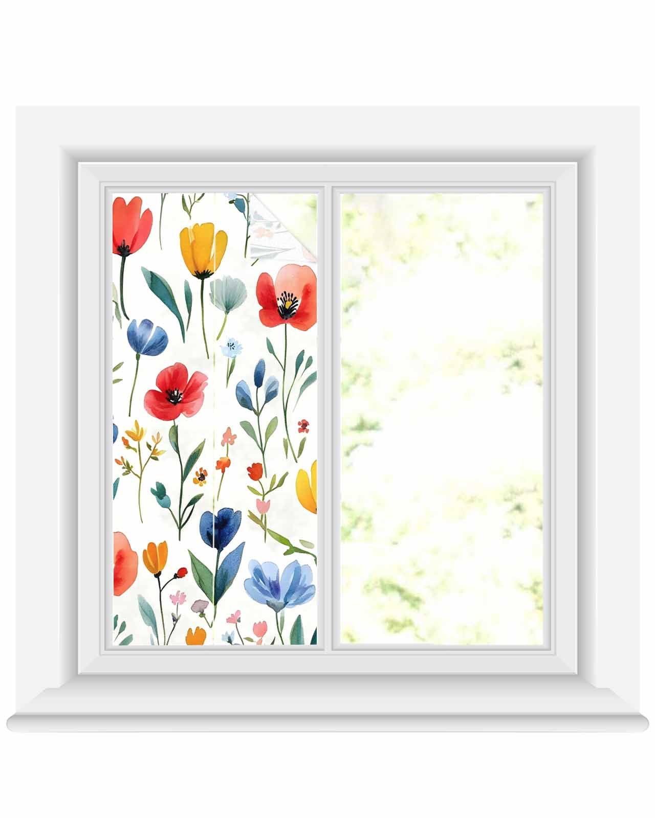 Window Privacy Film Colorful Poppies Stained Glass Window Film ...