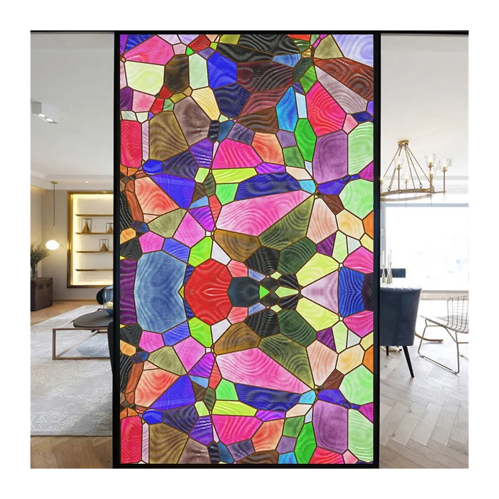 Window Privacy Film Colorful Stained Frosted Glass Film Modern Art ...