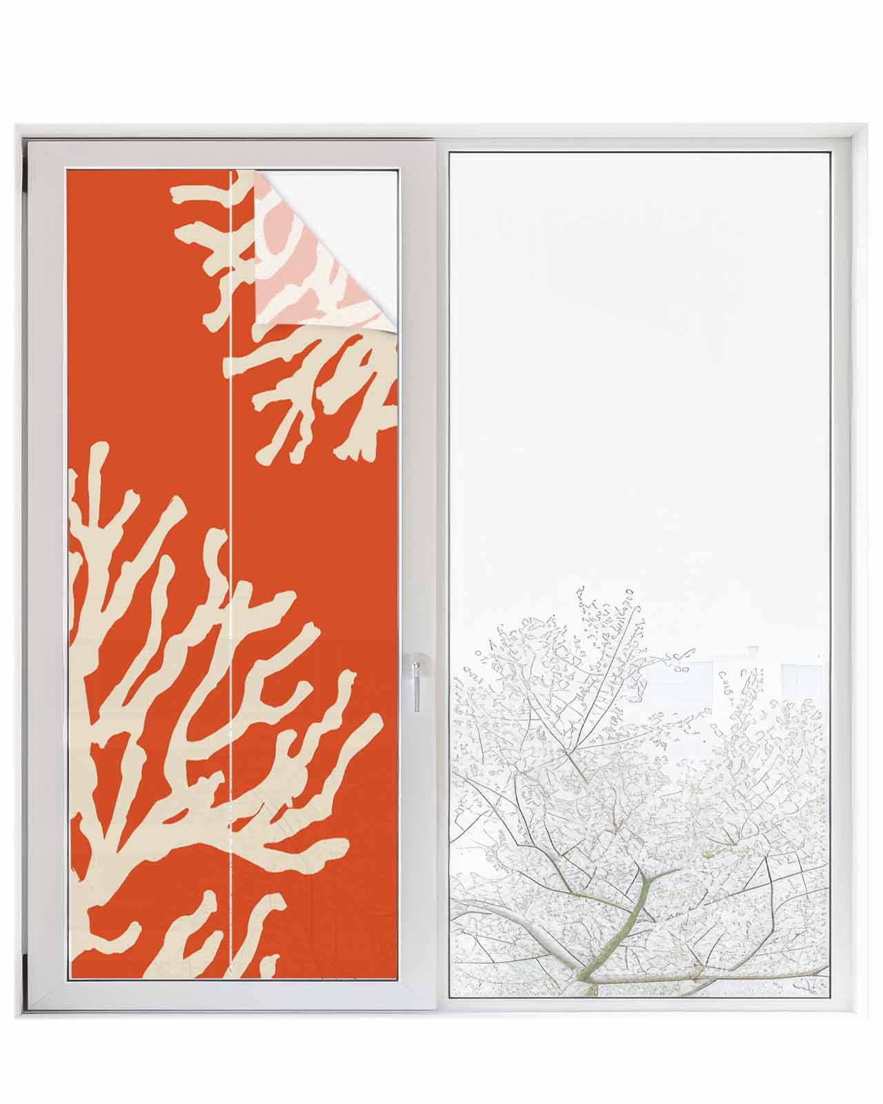 Window Privacy Film Coral Orange Stained Glass Window Film Decorative ...