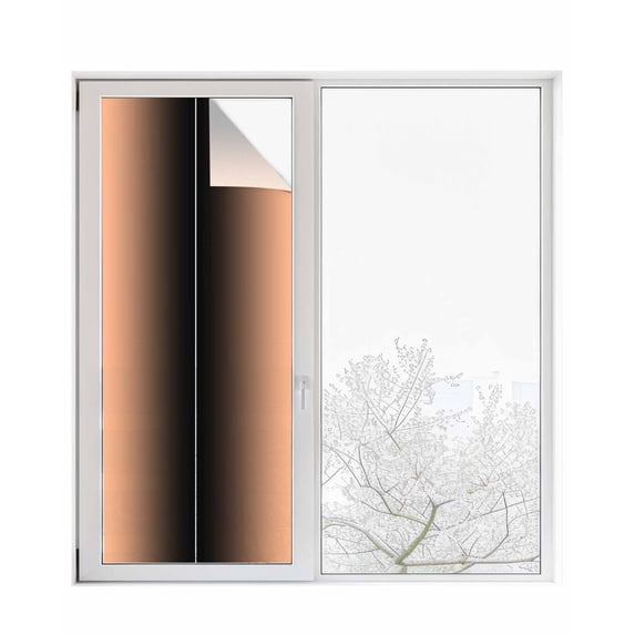 Window Privacy Film, Coral Pink Black Ombre UV Sun Blocking Window Tint Film Heat Control One Way Blackout Window Film, Modern Abstract Gradient Color Art Non Adhesive Static Cling Sticker 23.6x59 In