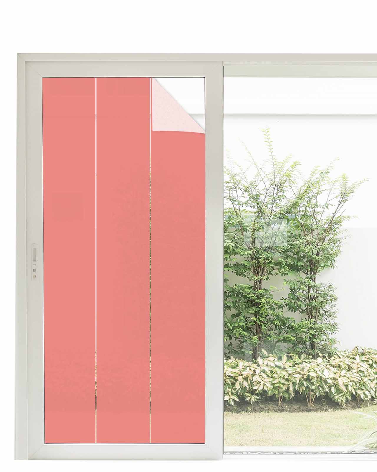 Window Privacy Film, Coral Red UV Sun Blocking Window Tint Film Heat Control One Way Blackout Window Film, Pure Orange Red Solid Color Simple Minimalism Art Non Adhesive Static Cling 35.4x78.7 In
