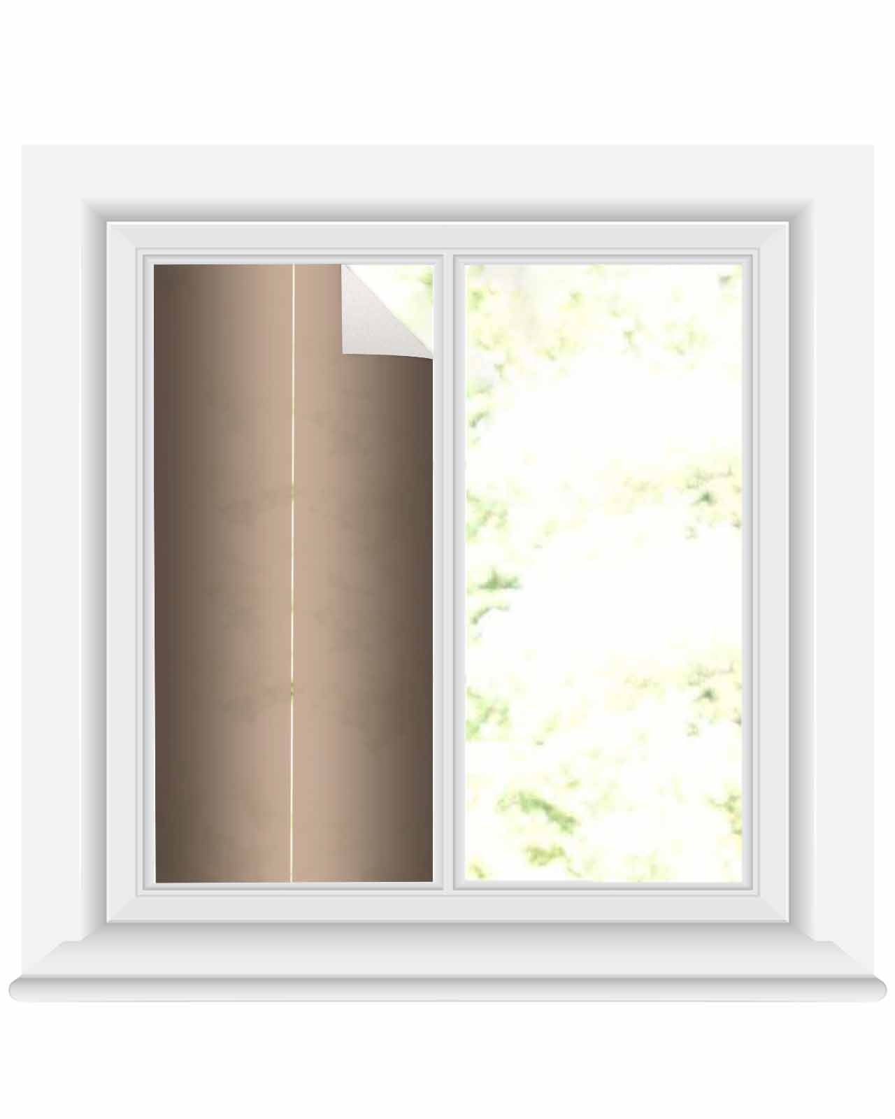 Window Privacy Film, Dark Brown Ombre UV Sun Blocking Window Tint Film Heat Control One Way Blackout Window Film, Modern Abstract Gradient Color Art Non Adhesive Static Cling Sticker 19.6x39.3 In