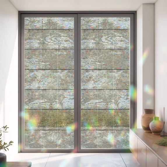 Window Privacy Film Decorative, Beige Stained Glass Window Film for ...