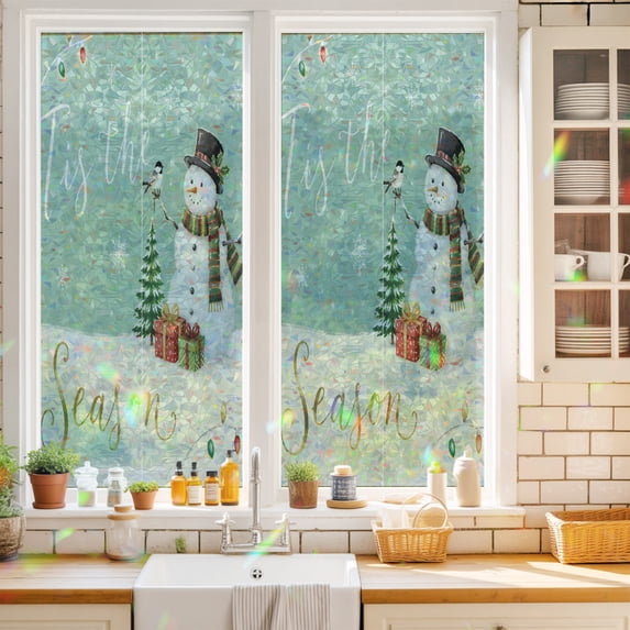Non Gift Sticker Window Privacy Film Decorative, Christmas Stained Glass Window Film for ...