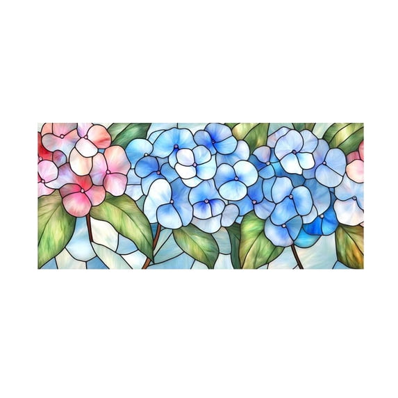 Window Privacy Film Decorative Floral, Pvc Film, 24X12 In, Stained Glass Styling, Entryway Accent, Mixed Colors, 1 Pc